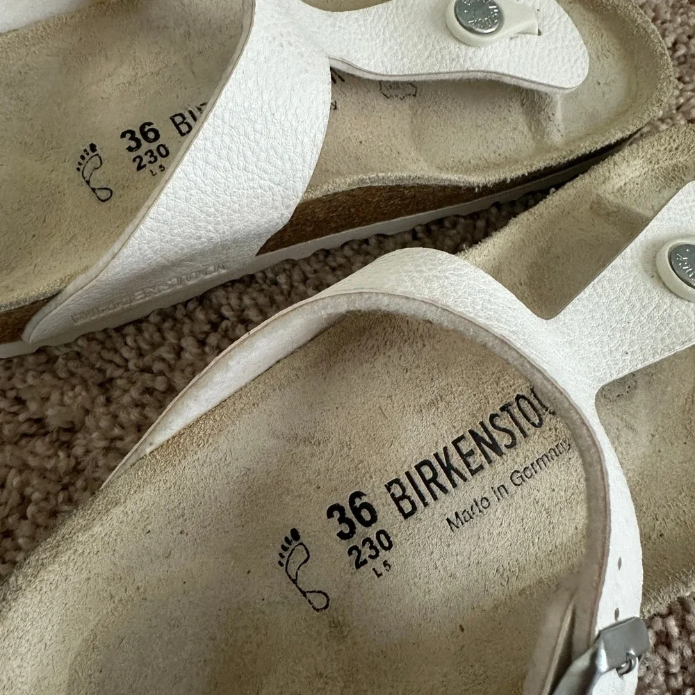 Birkenstock Gizeh Sandals Womens 36 White Birko-Flor Thong Buckle Comfort Shoes